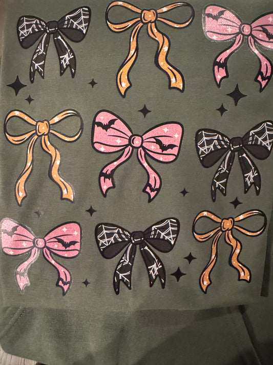 Glitter Spooky Bow Fall Tee | Stylish Halloween Graphic T-Shirt