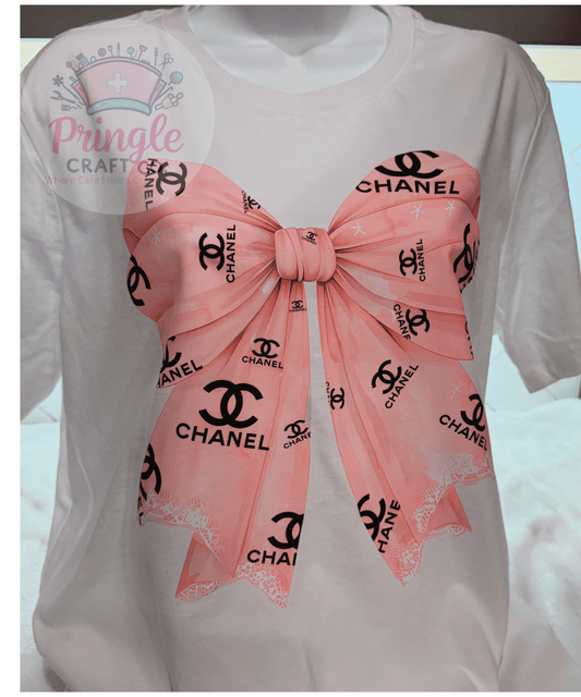 Pink Luxury Bow T-Shirt – Designer-Inspired Glam