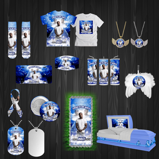 Blue Funeral Memorial Bundle – Digital Templates