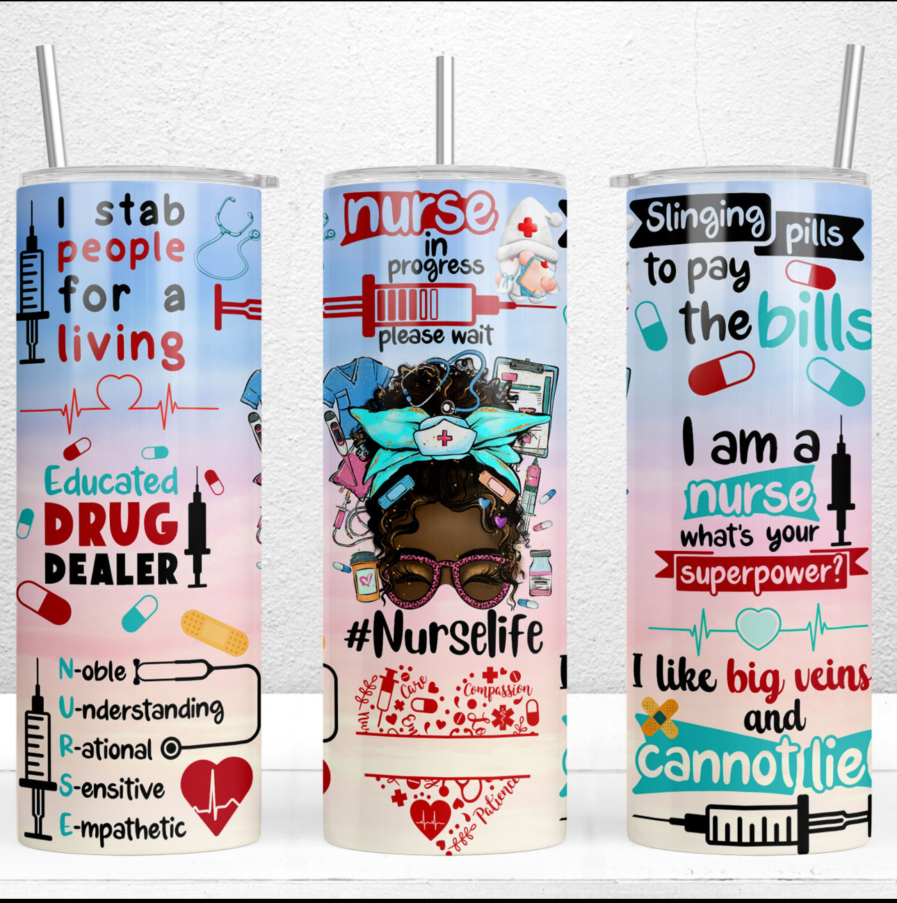 20oz Nurselife Tumbler with all over healthcare decals