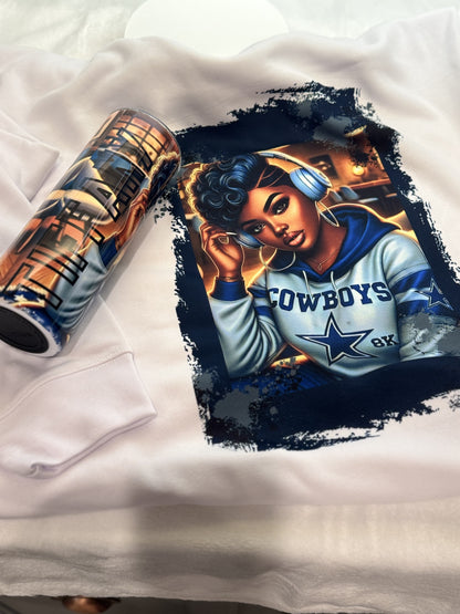 Dallas Cowboy fly girl Tumbler and Sweatshirt Bundle