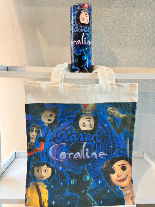 Coraline tumbler and tote bundle